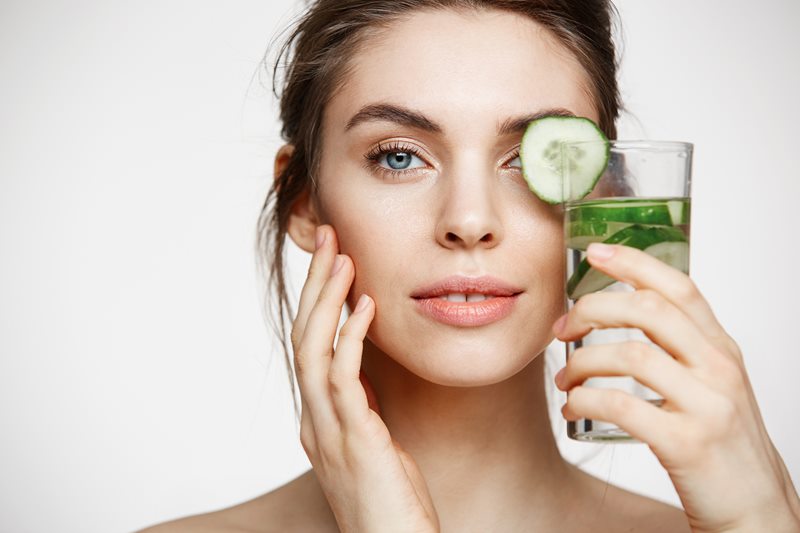 beautiful woman with glass