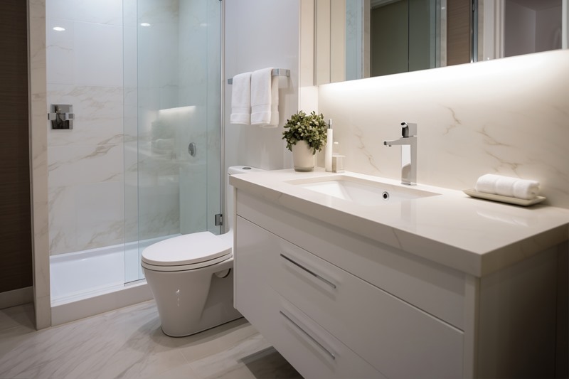 white bathroom cabin