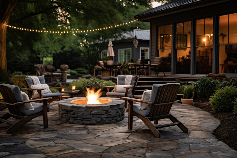 couzy backyard fireplace