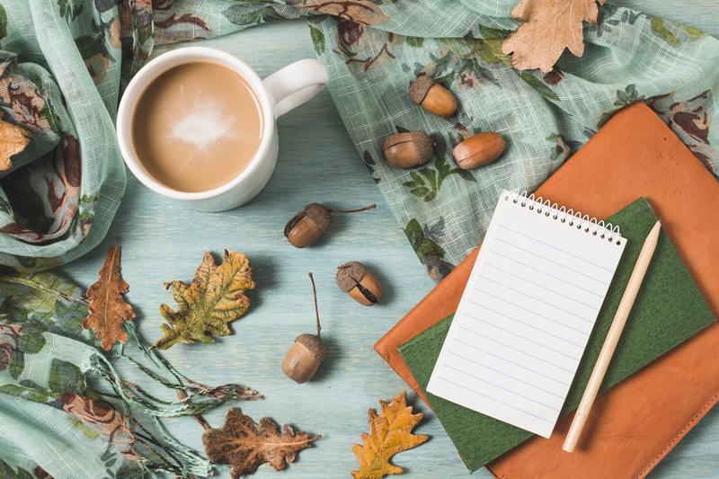 autumn composition with coffee