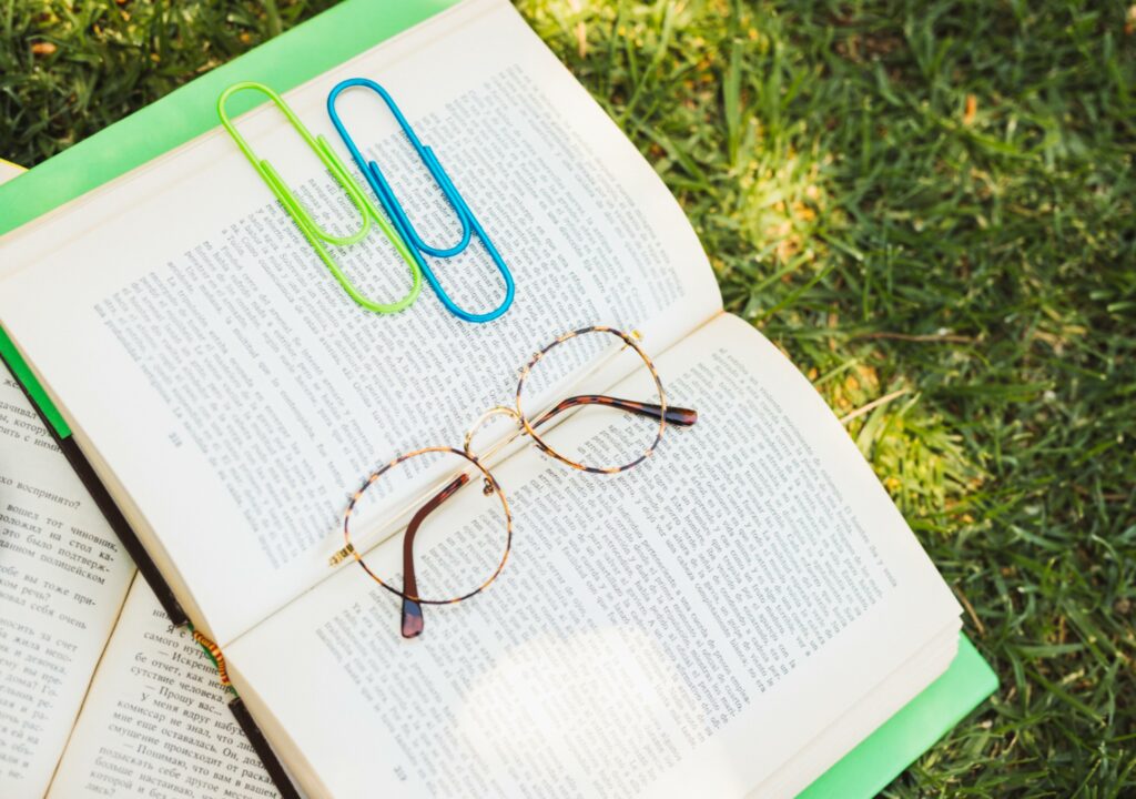 glasses for reading book