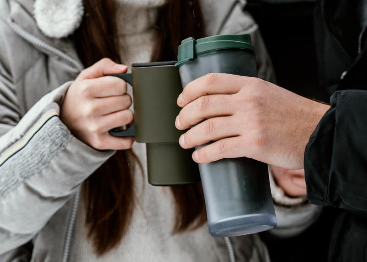 couple having a warm drink