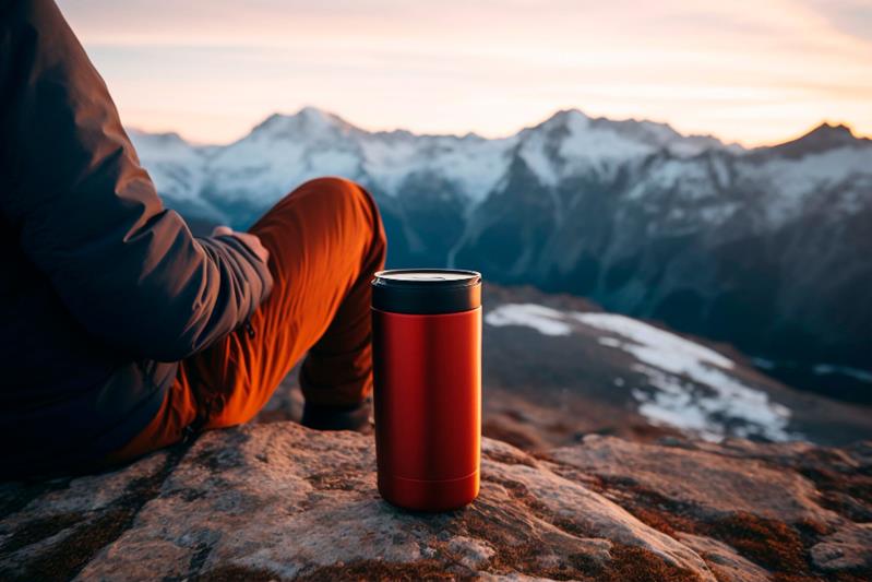 hot drink on a top of the mountain