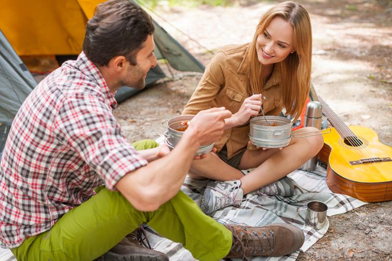 couple having a dinner on-the camping