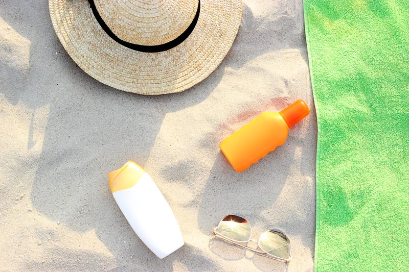 beach accessories and sunscreens