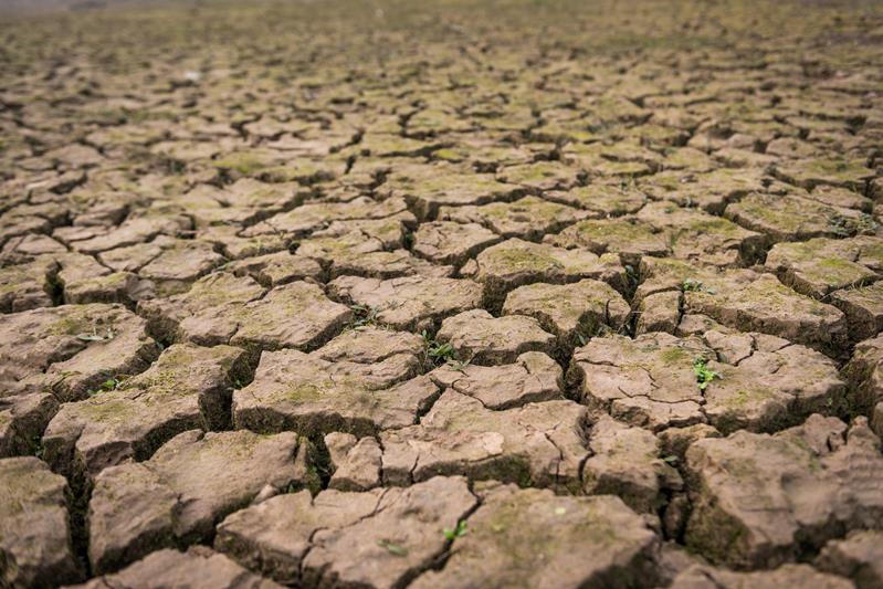 View of dried cracked mud in Nanchang,China