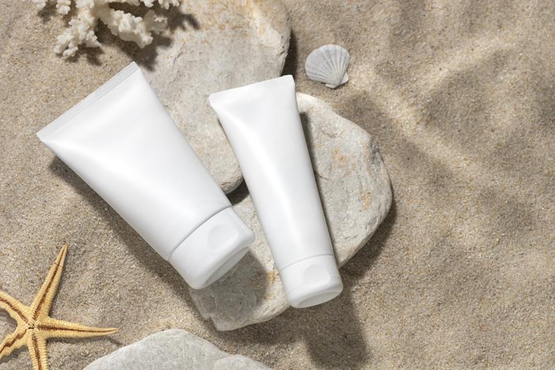 skincare product on the beach