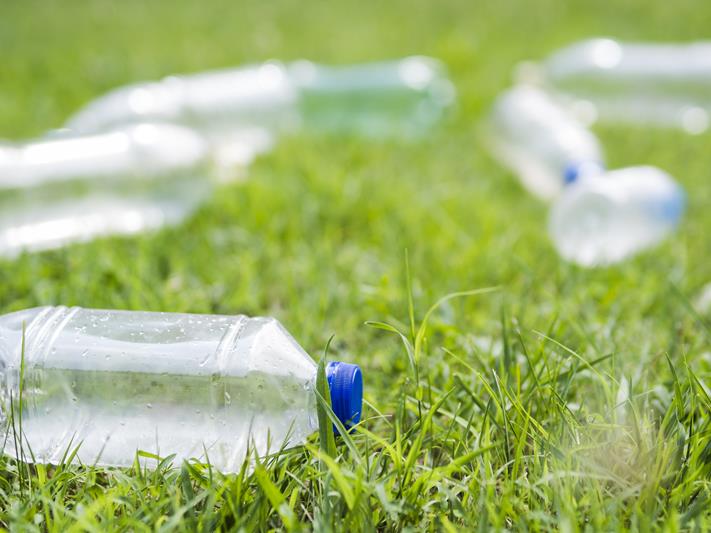 waste plastic water bottle at park