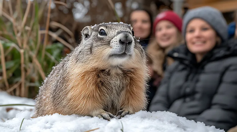 Groundhog Day crowd waiting for shadow prediction