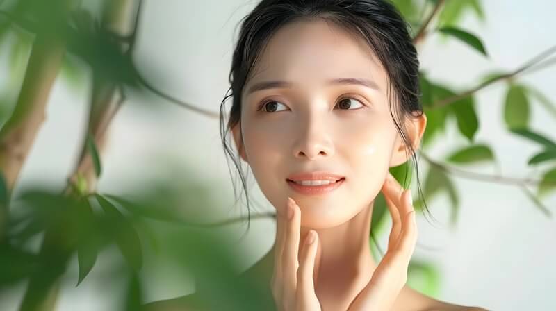 A person applying Korean skincare products.