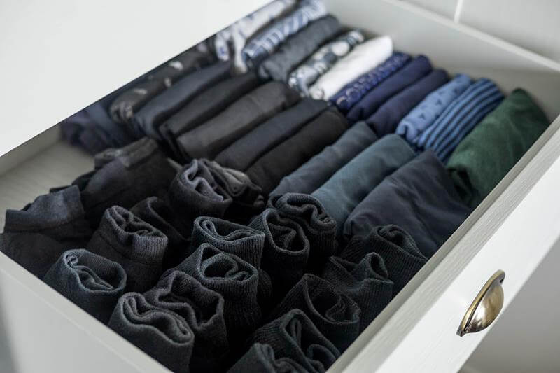 Organized sustainable men’s underwear as part of a zero-waste lifestyle